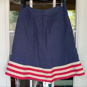 Boden Red/White/Blue A Line Linen Skirt. Size 6.